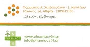 ΧΑΤΖΟΠΟΥΛΟΥ ΑΝΝΑ ΝΙΚΟΛΑΟΥ ΣΤΕΛΛΑ ΟΕ | ΦΑΡΜΑΚΕΙΟ | ΑΘΗΝΑ – ΚΟΛΩΝΑΚΙ
