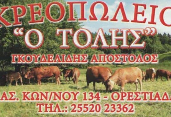 ΚΡΕΟΠΩΛΕΙΟ Ο ΤΟΛΗΣ ΟΡΕΣΤΙΑΔΑ ΕΒΡΟΥ – ΓΚΟΥΔΕΛΙΔΗΣ ΑΠΟΣΤΟΛΟΣ