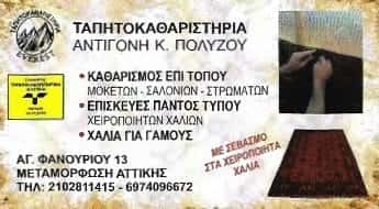 ΠΟΛΥΖΟΥ ΑΝΤΙΓΟΝΗ | ΤΑΠΗΤΟΚΑΘΑΡΙΣΤΗΡΙΟ | ΜΕΤΑΜΟΡΦΩΣΗ